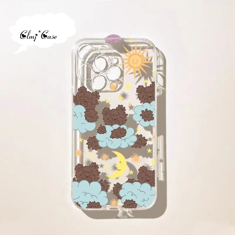 

Clmj INS Cute Bear Cloud Phone Case For iPhone 11 13 12 Mini 14 Pro XR X XS Max Se 2020 7 8 Plus Soft Silicone Protective Cover