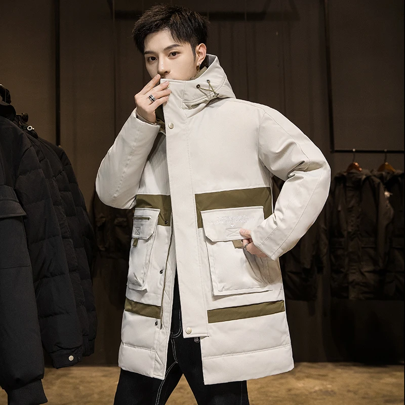 

Men New Winter Down Jacket Casual Classic Long Thick Parkas Jacket Coat Men Outwear Hooded Pockets Waterproof Jackets Parka Men