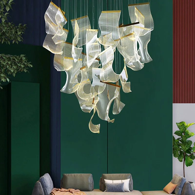 

Modern Living Room Chandelier Light Creative Light Luxury Nordic Staircase Restaurant Lamps Acrylic Indoor Lighting Art Lighting