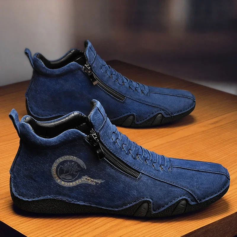 Мужская обувь новинка 2024 дизайнерские мужские ботинки на молнии осенняя мужская