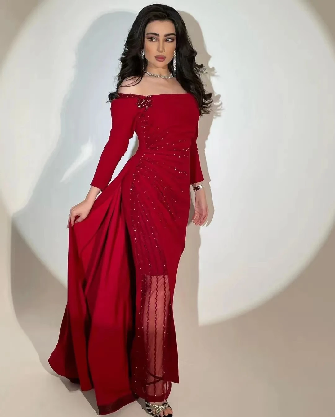 

Charming Red Strapless Floor Length 2023 Smooth Tulle Prom Dresses Off Shoulder Beaded Lace Back Rope Evening Party Gown Pleated