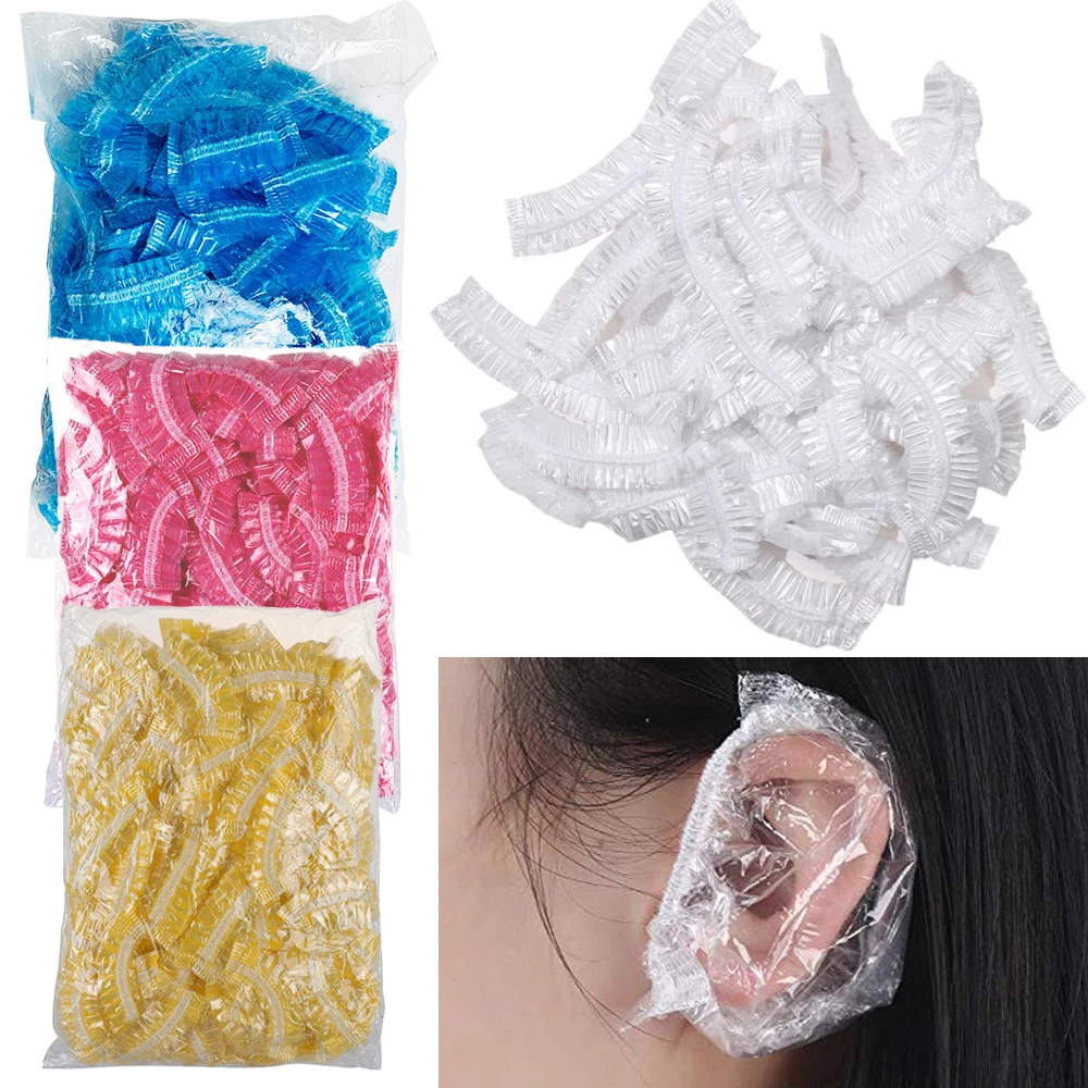 

Sdatter 100pcs Disposable Ear Cover Waterproof Ear Protector Hair Dyeing Bath Shower Earmuffs Caps Hairdressers Professional Acc