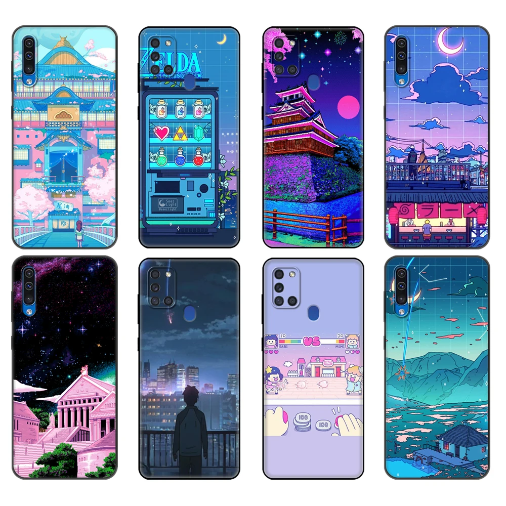 

Black tpu Case For Samsung Galaxy A50 50S A30S A10 A01 A11 A21S A31 A41 A51 A71 M21 M30S S10 LITE Cover Art Pixel Aesthetic