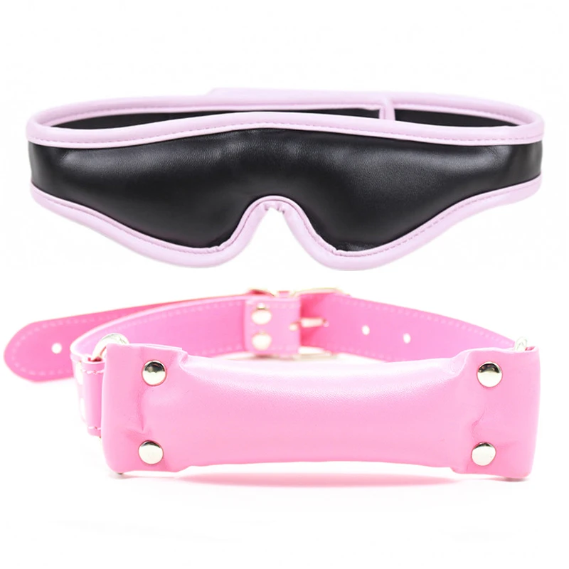 Фото БДСМ кожаный кляп для рта повязка на глаза Eyemask для щенка для игры в искусственную собаку жгуты для взрослых игр эротические секс-игрушки дл... №4