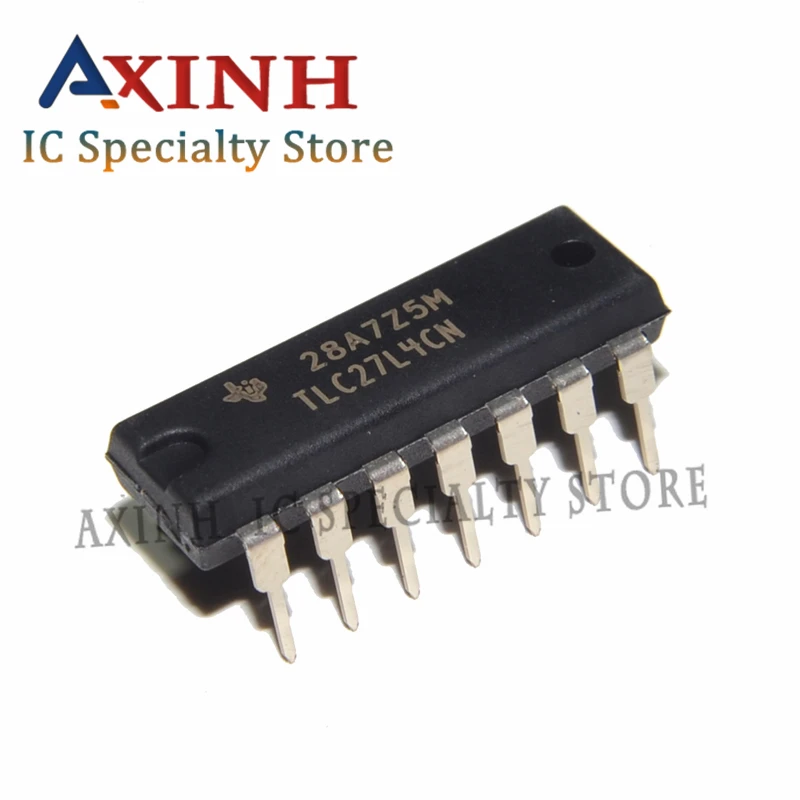 TLC27L4CN 5PCS DIP14 Quad, 16V, 85kHz, low power (10μA/ch), In to V- operational amplifier 14-Pin Tube IC Chip Original In Stock