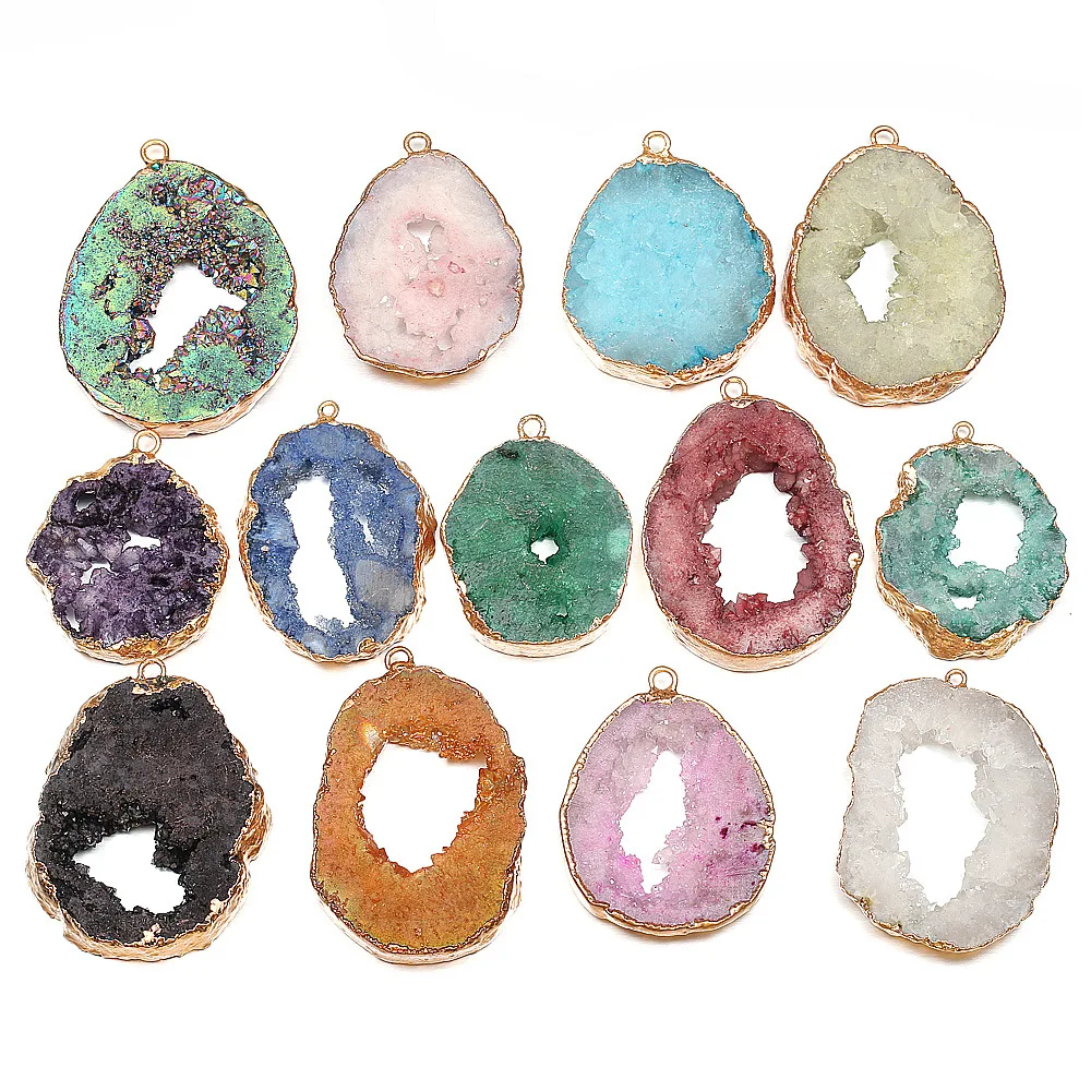 

Natural Irregular Agate Pendant Agates Geode Slice No Hole Reiki Healing Chakra Stone For Home Decoration Finding Mineral Gifts