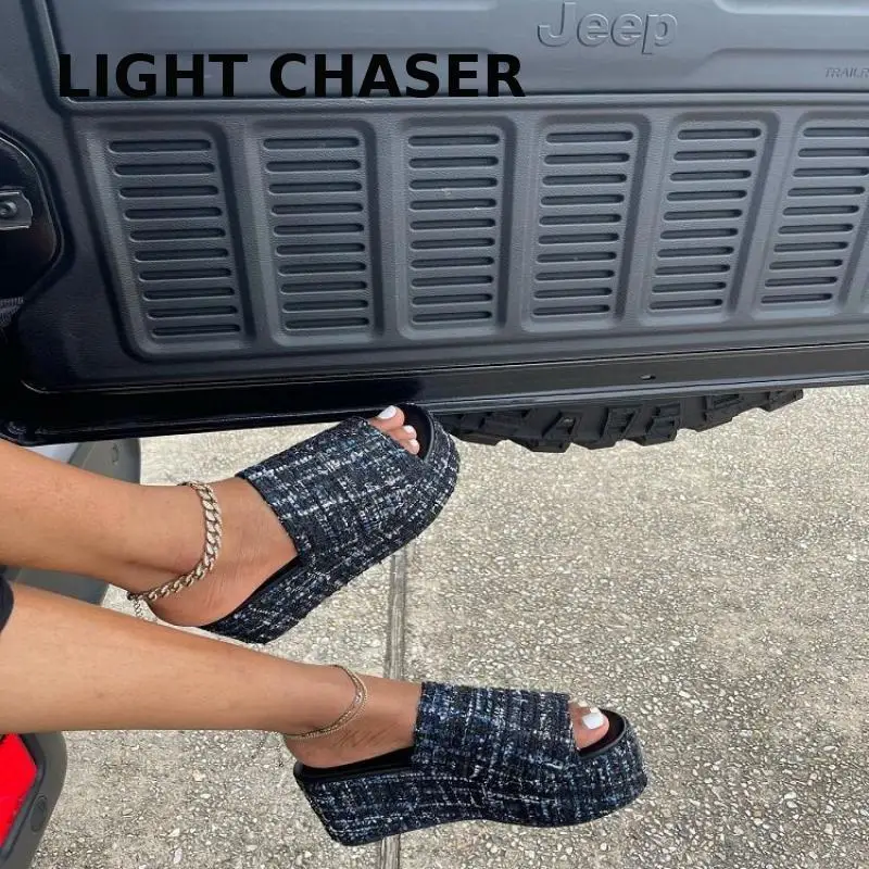 Summer Thick-soled Slippers Wedge-heeled Fish Mouth Slippers Women's High-heeled Sandals And Slippers Casual Outdoor Slippers 43