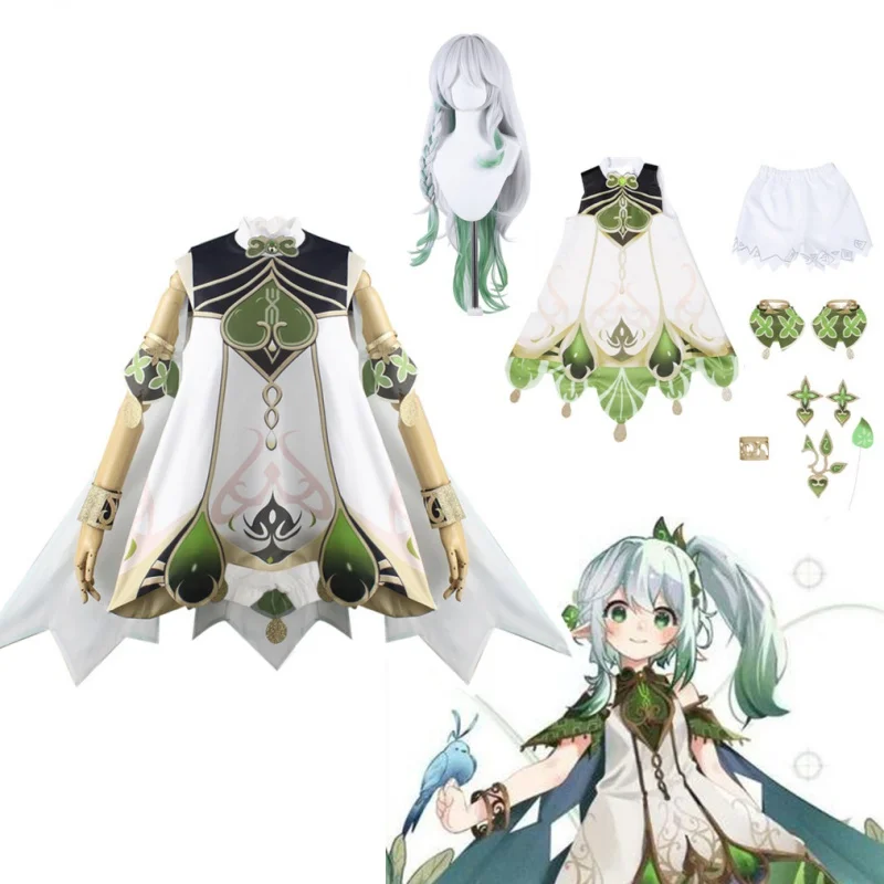 

Genshin Dampak Nahida cosplay costume kids Women little master kusanali full set of stylish maid shoes wig ear dress play props