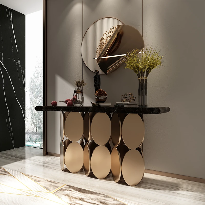 

Роскошный дизайнерский Мраморный Настенный стол для прихожей, современный простой мраморный стол для прихожей