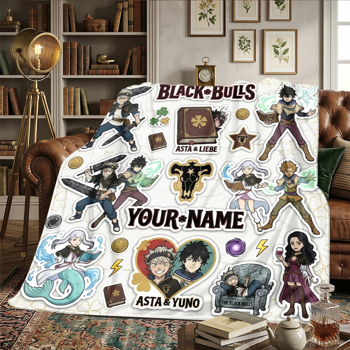 Фото Плед из фланели с принтом Black Clover на заказ - теплый, для спальни, дивана, кровати, кресла, пикника, путешествий - HE2 №3