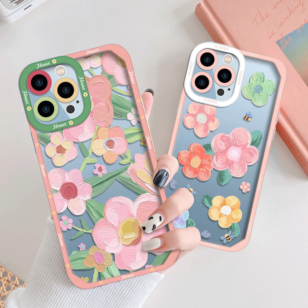 

Floral Transparent Phone Cases For IPhone 13 12 Mini 11 Pro Max XS X XR 7 8 Plus SE 2020 2022 Soft TPU Protection Shell Flower