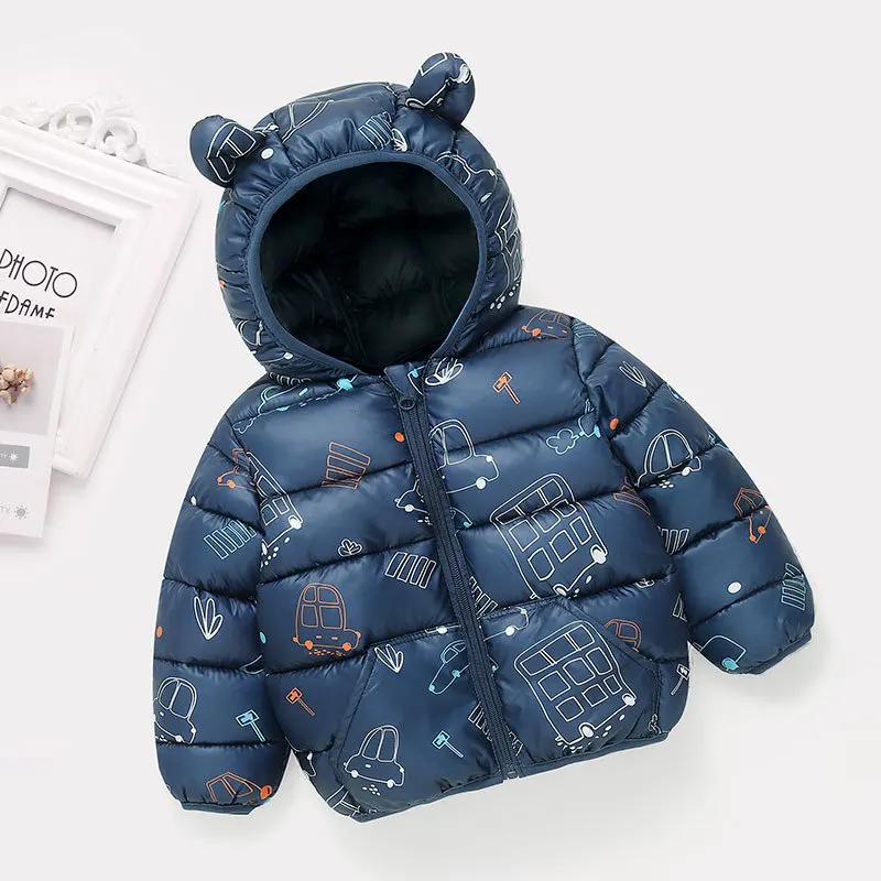 

Зимнее детское пуховое пальто, новинка 2023, хлопковая куртка с капюшоном для маленьких мальчиков и девочек, детская утепленная верхняя одежда с мультяшным рисунком, женская одежда для малышей