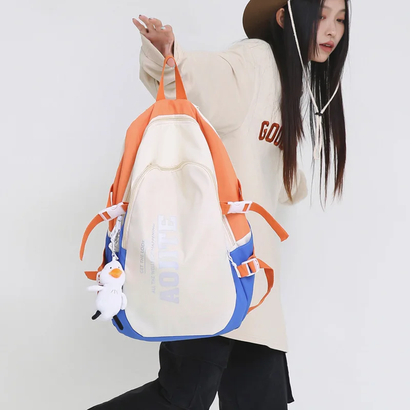 

Новый женский рюкзак с надписью, Женская вместительная Водонепроницаемая нейлоновая школьная сумка, милый рюкзак для ноутбука для девочек-...