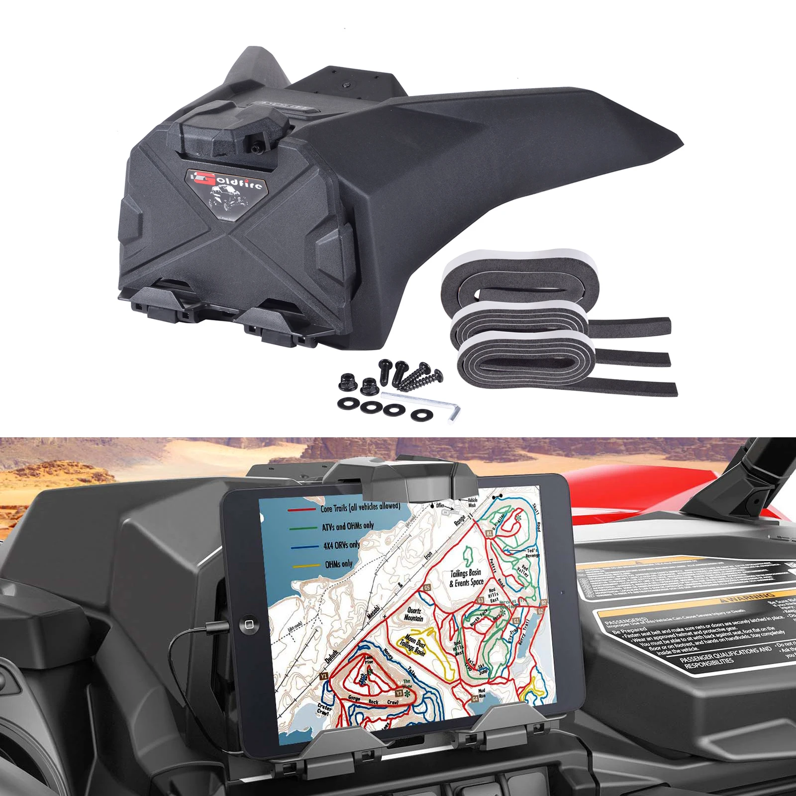 Electronic Device Tablet Phone Holder Fits For 2019-2022 Can AM Maverick Sport Trail Commander 2021-2022 Storage Box Organizer
