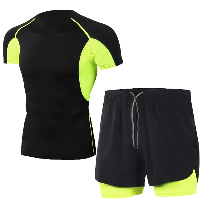 2 Pcs/Set Men's Tracksuit Gym Fitness Badminton Sports Suit Clothes Running Jogging Sport Wear Exercise Workout Set Sportswear
