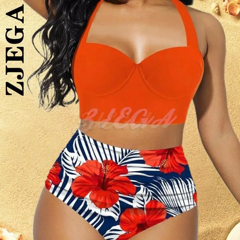 

Zjega 2022 New Womens Sexy Swimsuit Push Up Bikini Set Floral Bathing Suit Swimwear Summer Bathing Suit Beachwear