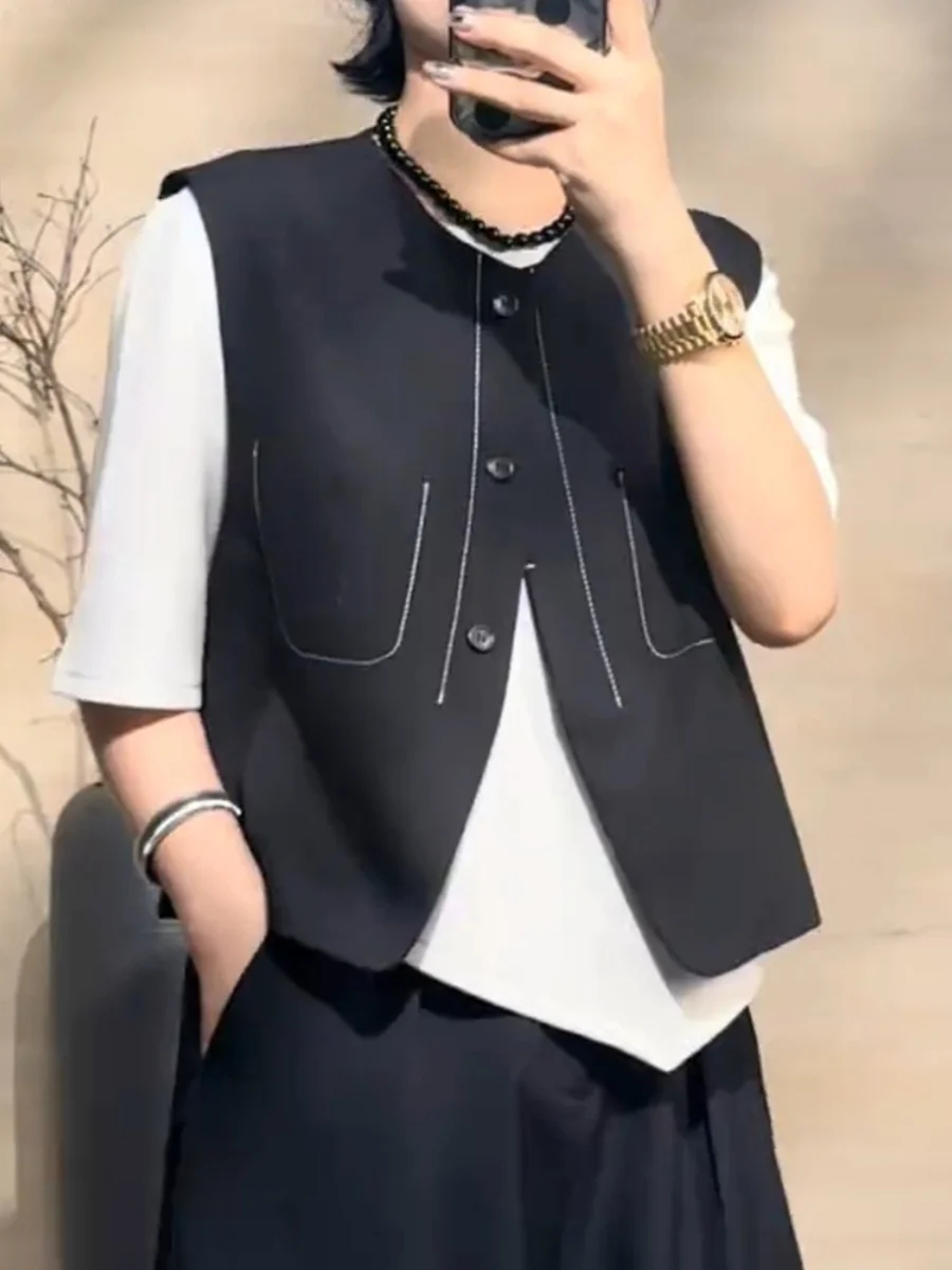 Модный простой однотонный жилет для женщин 2024 новый легкий роскошный