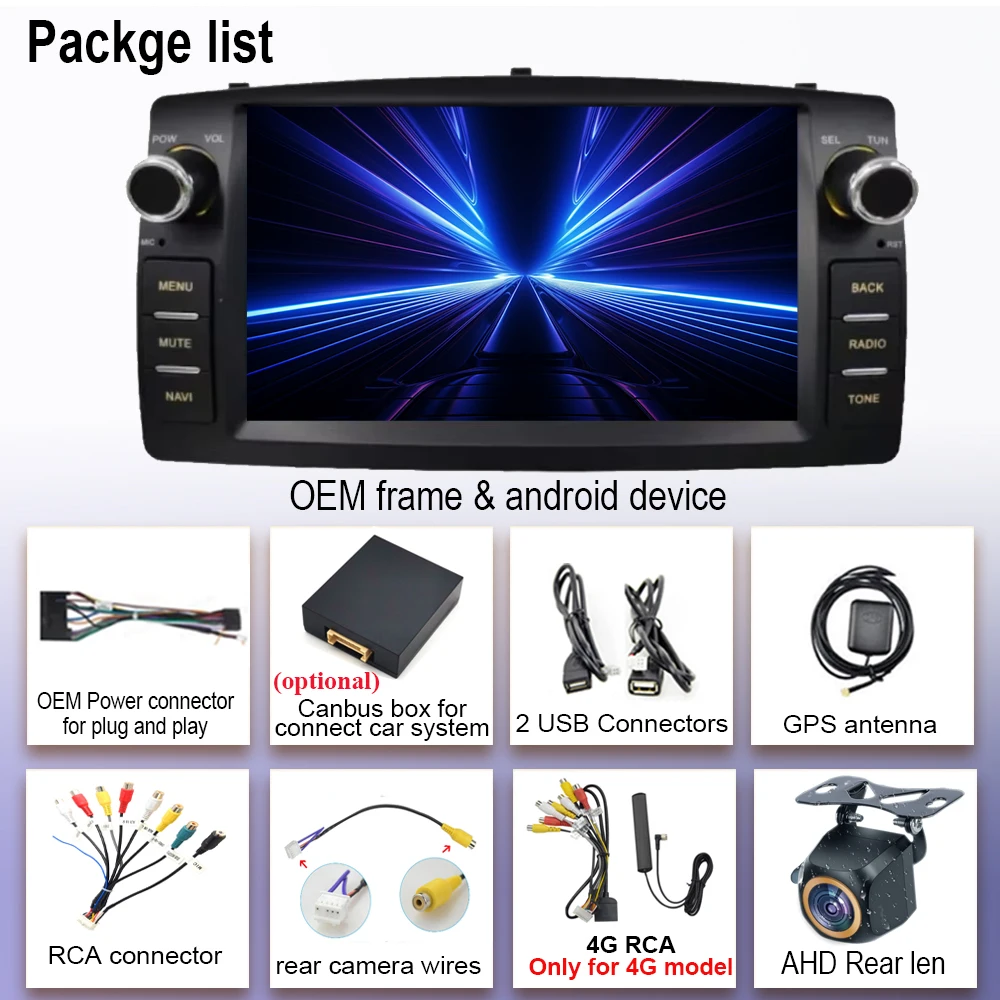 Автомобильный радиоприемник для Toyota Corolla E120 2003-2006 BYD F3 Carplay Мультимедийный 7-дюймовый плеер 2Din Autoaudio Головное устройство Навигация GPS Android (art.: 3920d04bb33e6) - 3920d04bb33e6
