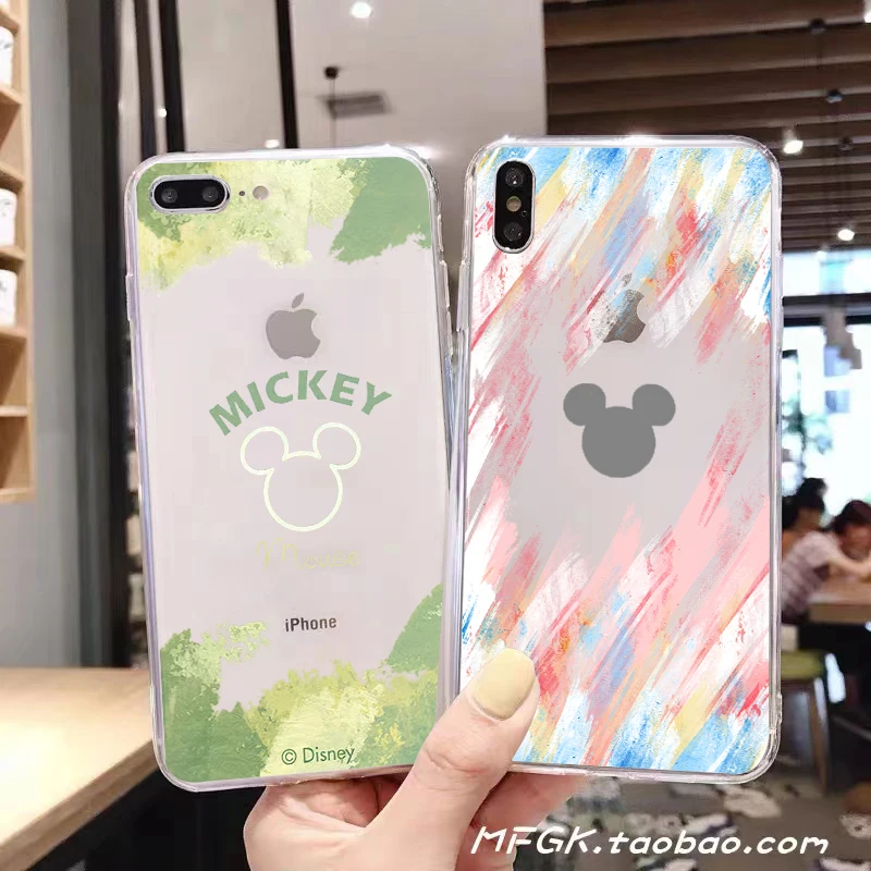 

Painting Mickey Mouse Logo For Apple iPhone 11 12 13 Pro Max 12 13 Mini X XR XS Max SE 6 6S 7 8 Plus Clear Phone Case Cover
