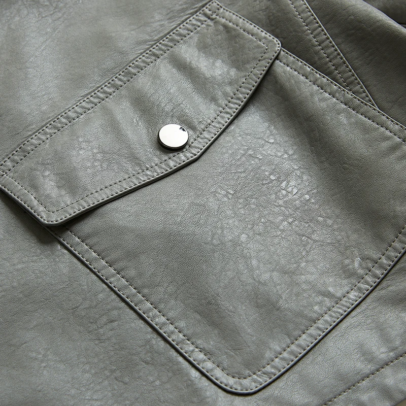 JAZZEVAR 2023 Spring New Short Jacket PU Leather Motorcycle Korean Loose Casual Suit Coats