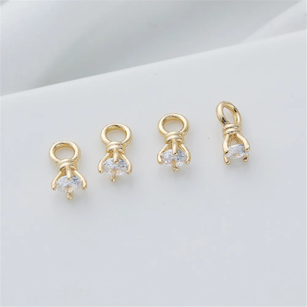 

14K copper gold plated diamond set zircon claw Diamond Pendant DIY Bracelet Earrings Handmade Jewelry pendant accessories