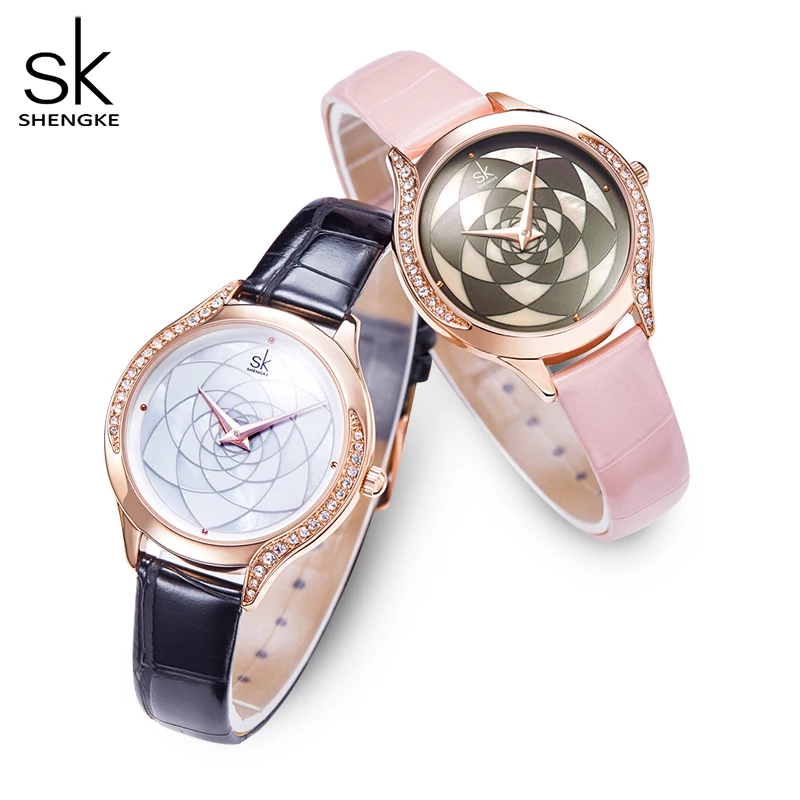 NO.2-1269 ShengKe Brand Luxury Watch Quartz Waterproof Women's Wristwatch Ladies Fashion Leather Clock Relogios Feminino