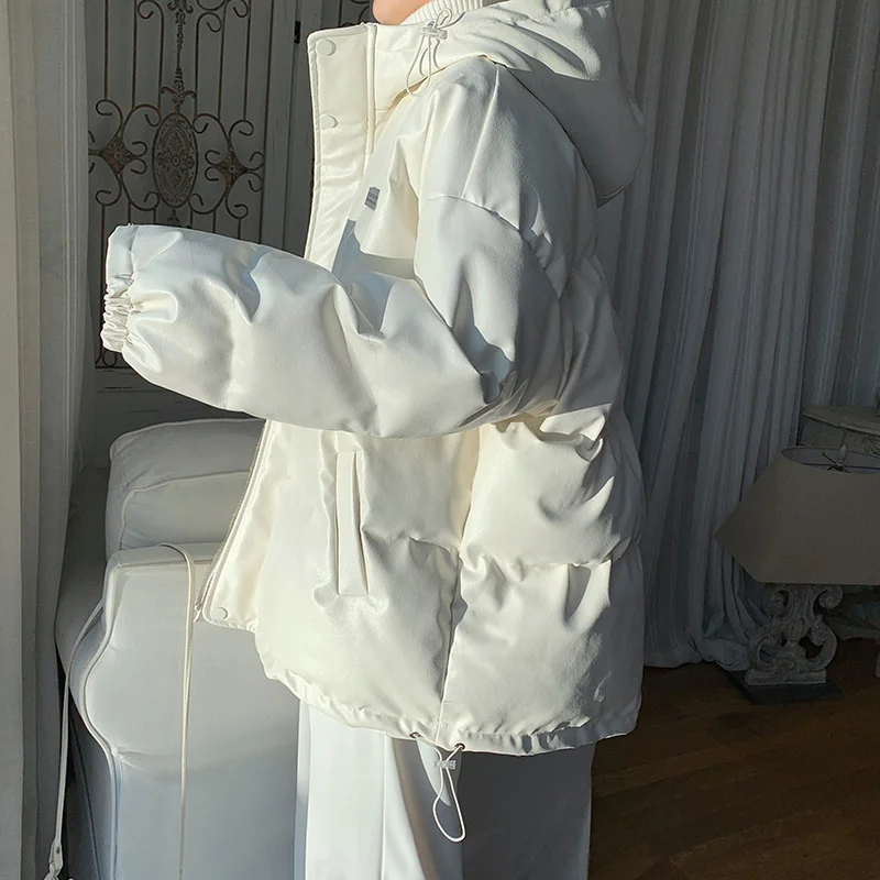 Winter Thickened Leather Jacket Men Warm Fashion Casual Hooded Leather Coat Men Streetwear Korean Loose Short Coat Mens Parker