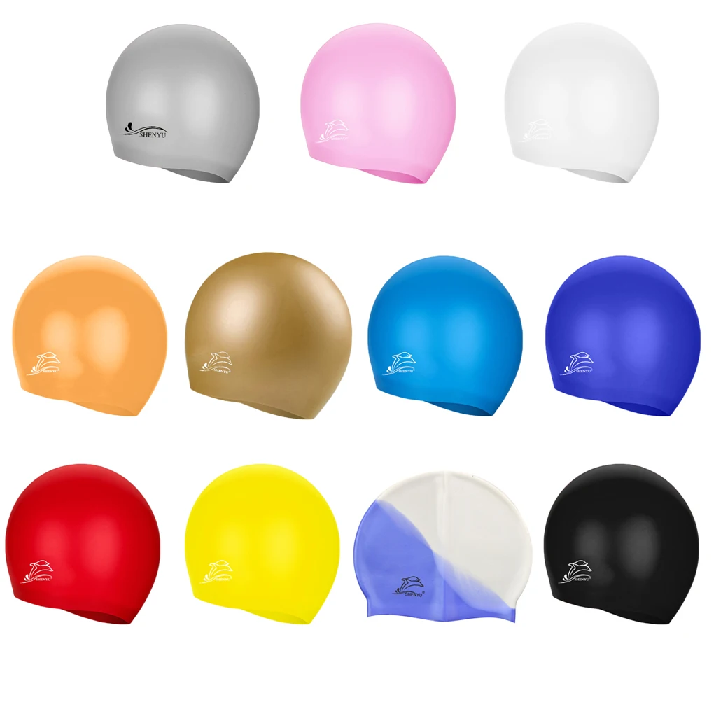 

Swimming Cap Ear Protect Swim Caps Hat Cover For Adult Children Kids Waterproof Silicone Sports Swim Pool Hat Diving Hat