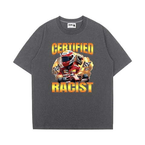 Профессиональные сертифицированные футболки с короткими рукавами Racist Racing Graphics, хлопковые мужские и женские свободные повседневные футболки, винтажный крутой топ унисекс