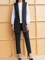 womens vest two piece street style long cardigan no button can be customized elegant fashion sleeveless jacketpants chaleco
