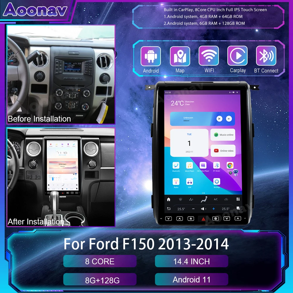 

Автомобильный радиоприемник в стиле Tesla на Android 11,0 для Ford Raptor F150 2009 2010 2011 2012 2013 2014, автомобильный стерео радиоприемник, мультимедийный плеер