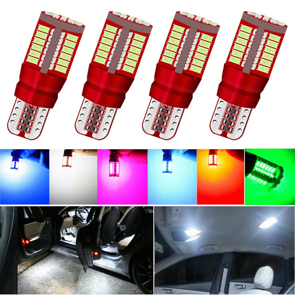 

4Pcs T10 W5W 168 194 White Blue Yellow LED Canbus Interior Map Dome Door Bulb Side Marker Parking Light Door Light 921 DC12V