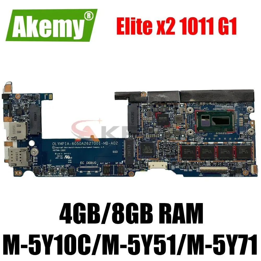 

For HP Elite x2 1011 G1 Notebook Mainboard M-5Y10C M-5Y51 M-5Y71 RAM 4G 8G Laptop motherboard 6050A2627001 motherboard