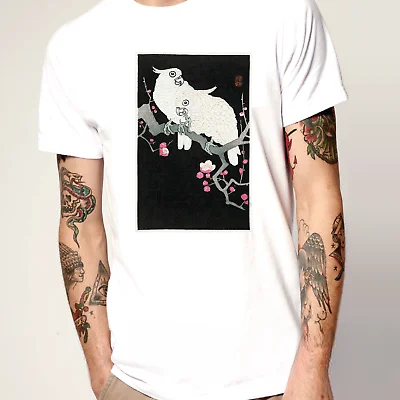 Женская Черная винтажная японская футболка с цветком сливы