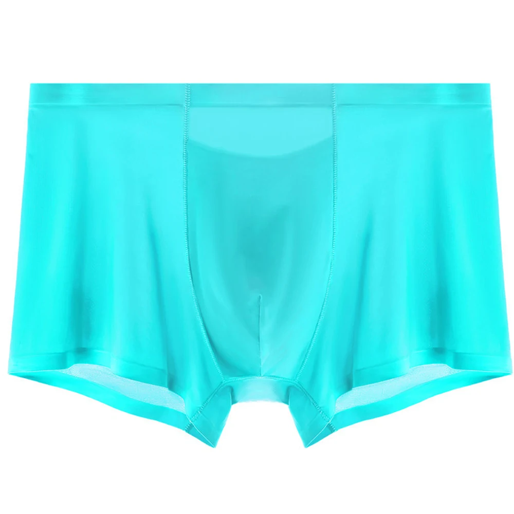 

Mens Underwear Mesh Boxers Seamless Underpants Thin Ice Silk Male Panties Breathable U Pouch Cueca Large Size Boxer 2022