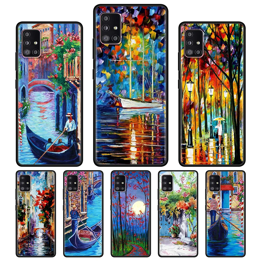 

For Samsung Galaxy A03 A13 A12 A51 A71 A72 A52 A32 A31 A41 A21s A11 A22 A02s A02 F42 5G Case INS Street Graffiti Oil Painting