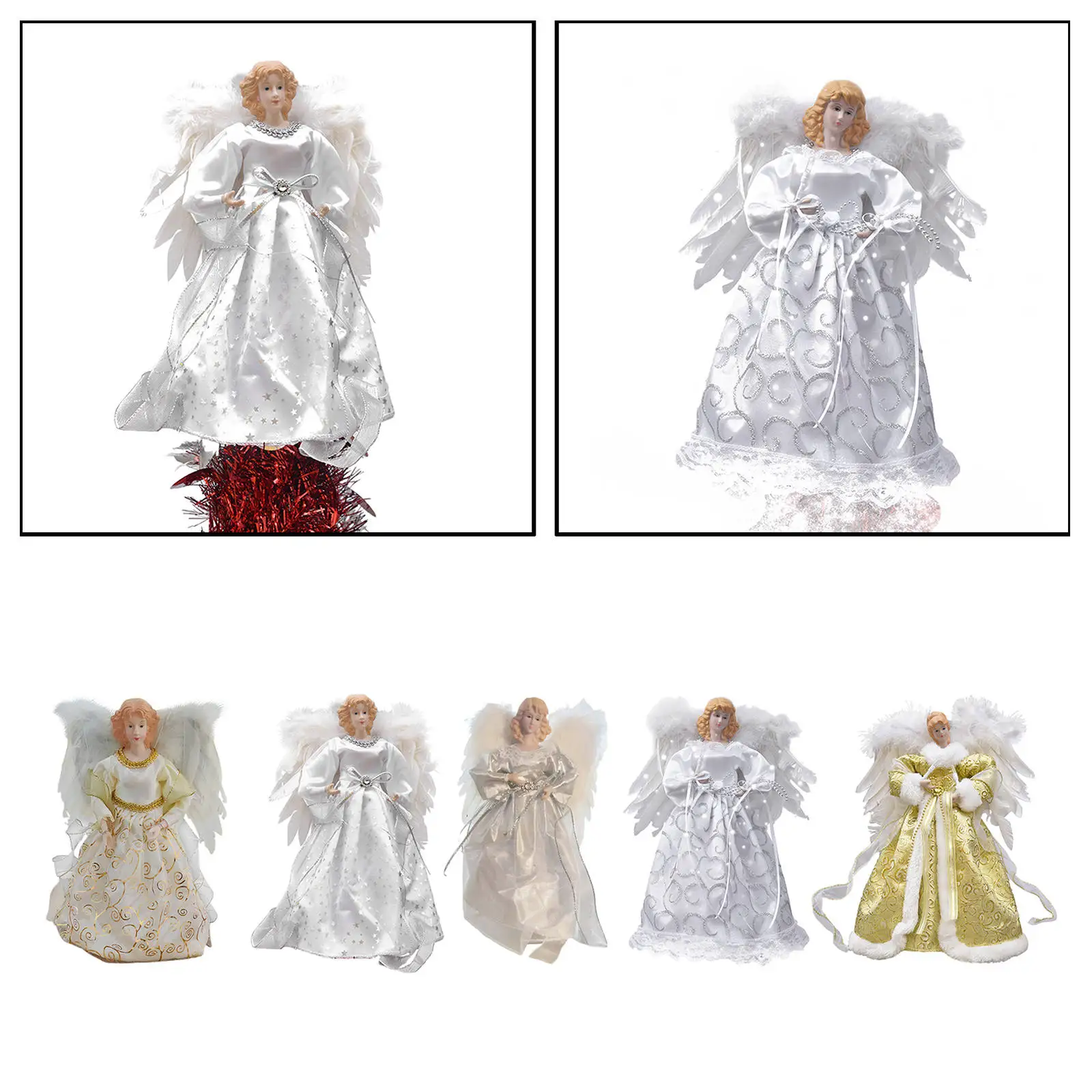 

10-Light Christmas Tree Angel Topper Lighted Figurine 12-inch for Decoration Angel Doll Hanging Xmas Tree Pendants
