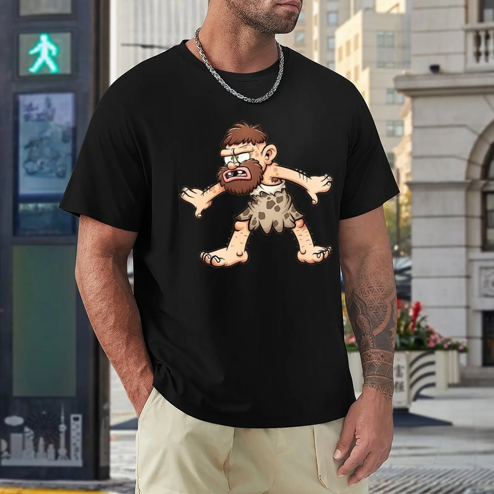 

Confused Caveman Classic Cute Tshirt High Quality Fitness Eur Size