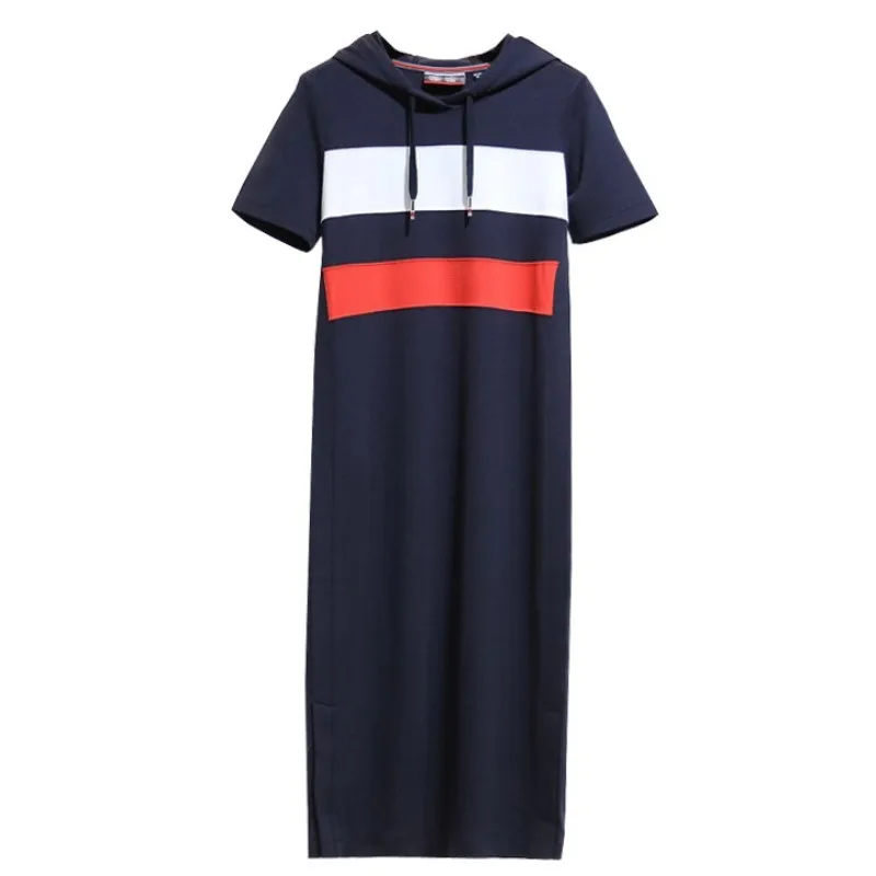 

Summer breathable hooded short sleeve athleisure mid-length slim above the knee golf dress woman