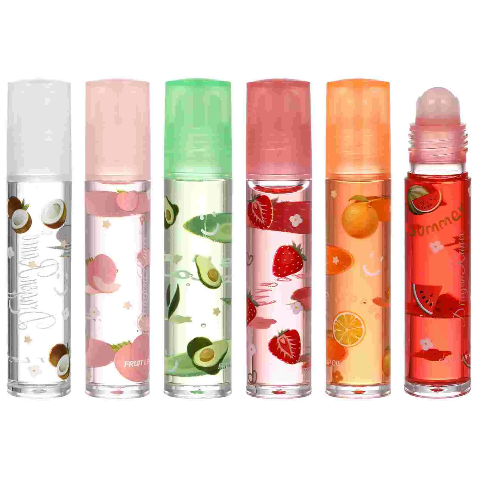 

6 Pcs Fruit Lip Balm Liquid Lipstick Oil Organic Nourishing Flavored Gloss Girl Smoother Moisturizer