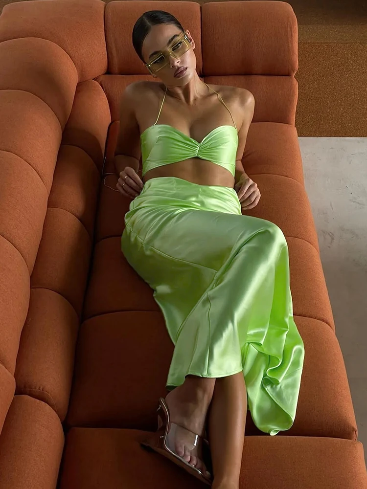 Элегантное Атласное Бандажное платье hirigin с рюшами модные наряды для женщин