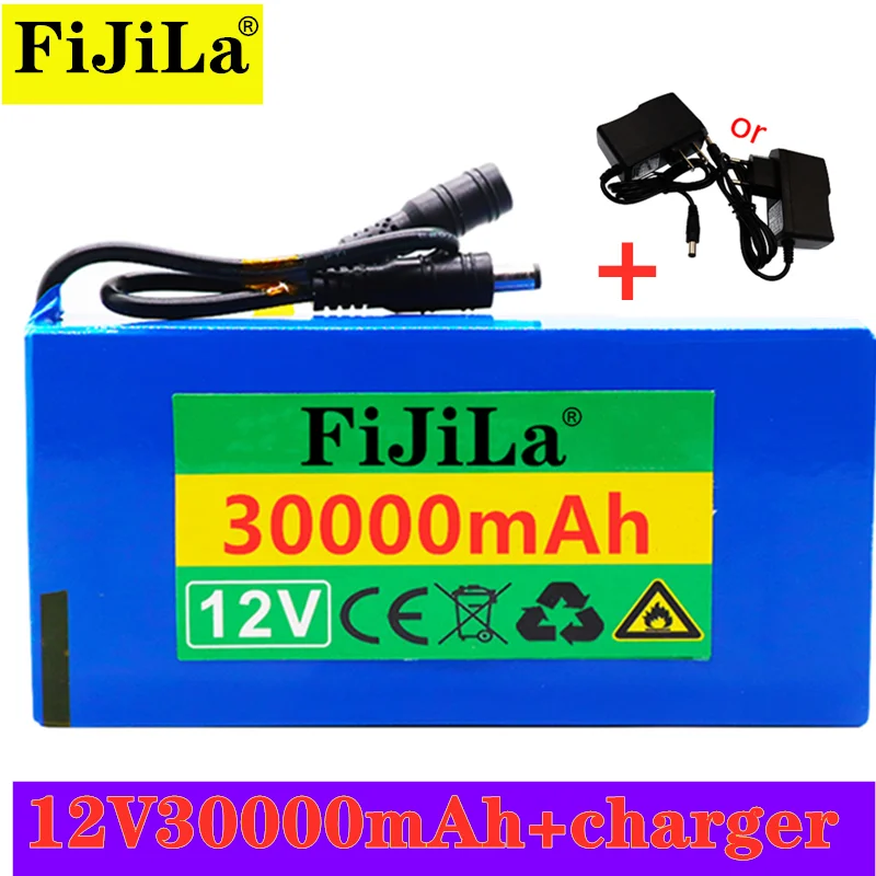 

100% 12v 30000mAh Lithium-ion Rechargeable Battery High Capacity 12.6v 25Ah AC Power Charger With Charging Indicator + Charger
