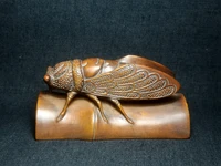 yizhu cultuer art chinese boxwood hand carved lovely bamboo cicada figurine statue desk decoration collectable gift