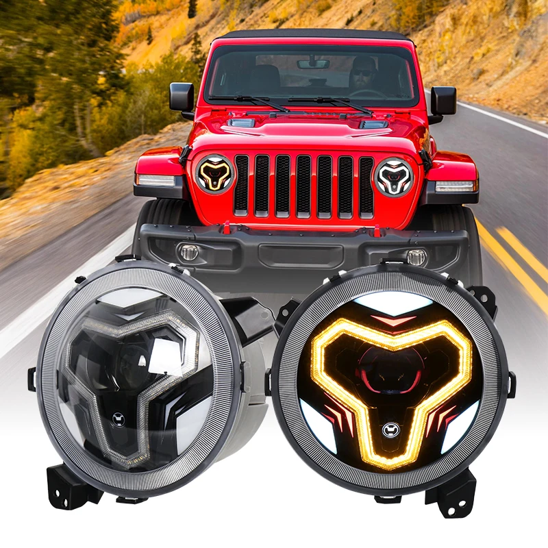 

9 Inch Round Led Headlights Spot Lights Auto DRL Turn Signal Headlamp For Jeep Wrangler JL 2018-2021 JLU Gladiator Plug and Play