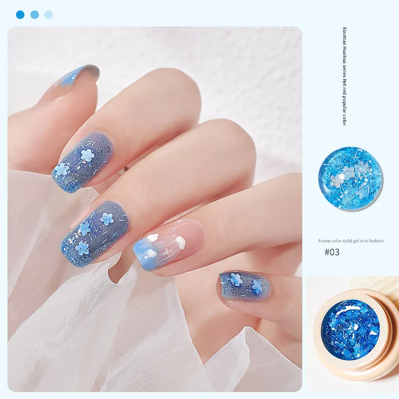 

8 colors Nail Polish Glue Japanese Solid Gum Flower Mixed Glue Does Not Flow Mousse Color Painting Glue