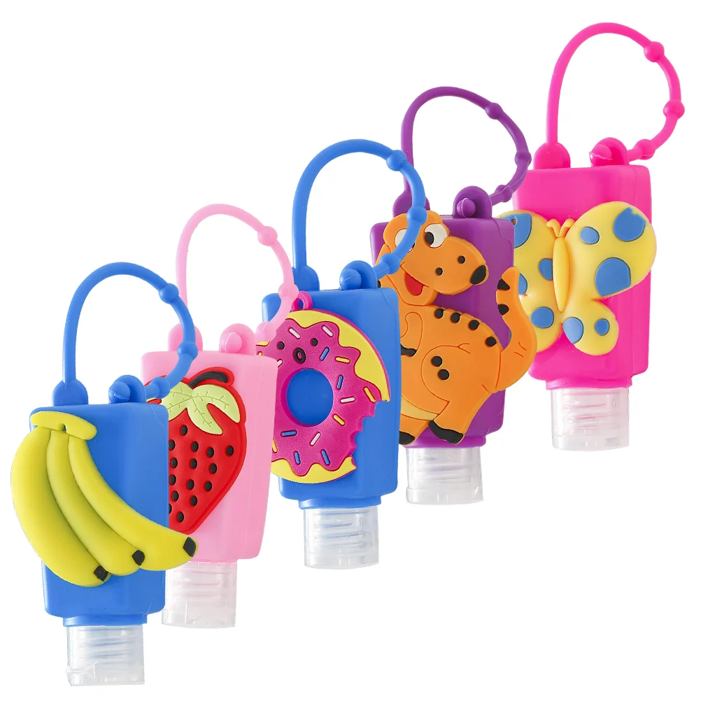 

5 Pcs Lotion Portable Bottle Container Cover Holder Cartoon Key Chain Silicone Bottles Silica Gel Travel