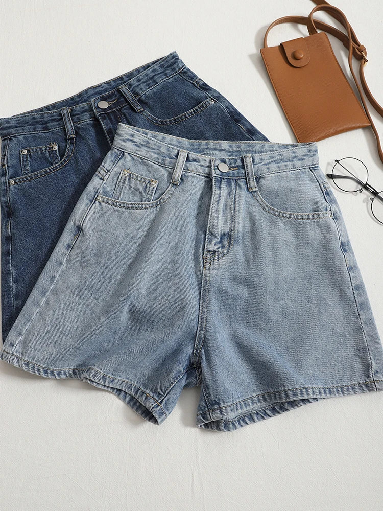 

YuooMuoo Denim Shorts Women 2022 Summer Streetwear High Waist Casual All Match Blue Jean Shorts