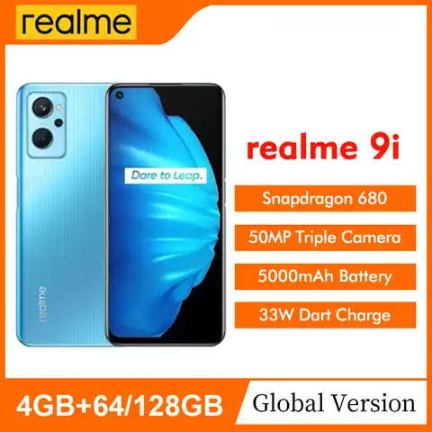 Смартфон глобальная версия realme 9i, Snapdragon 680 восемь ядер, 6,6 дюйма, 33 Вт, Дротика, зарядка, камера 50 МП, аккумулятор 5000 мАч