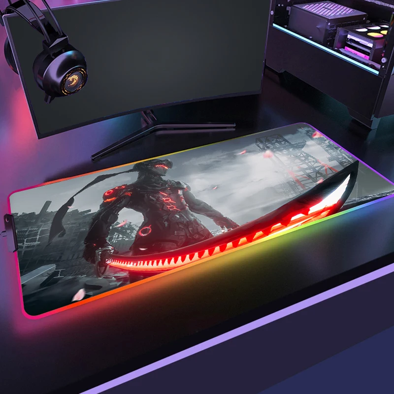 

Большой Коврик для компьютерной мыши RGB с подсветкой Overwatch, коврик для мыши для геймеров с HD-печатью, игровой Противоскользящий коврик для мыши, Настольный коврик для офисных игр