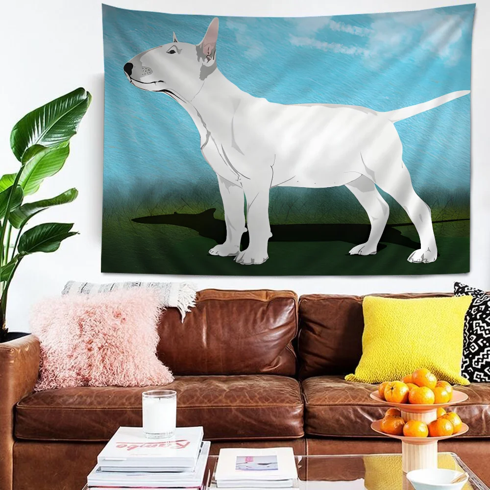 Английский бультерьер собака искусство научная фантастика комната домашний